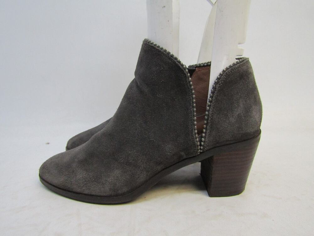 Lucky Brand Womens Size 10 M Gray Suede Zip Ankle Fashion Boots Bootie
